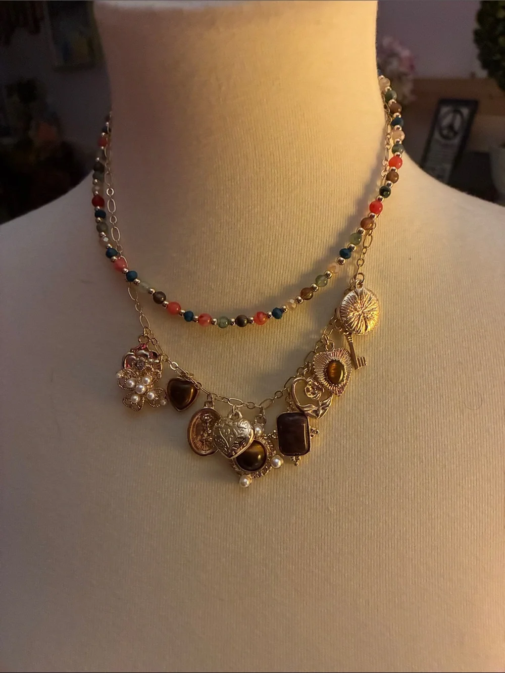 2in1 Victorian charm necklace